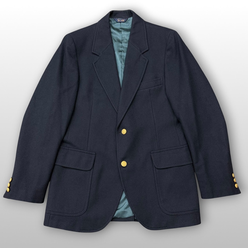 Vintage Pendleton Mens 38 Navy Blazer Virgin Wool USA Gold Crest Buttons Coat